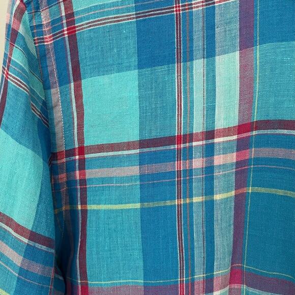 Vineyard Vines Bowline Plaid Slim Murray Shirt Linen Blue Mens Size Medium - Picture 3 of 11